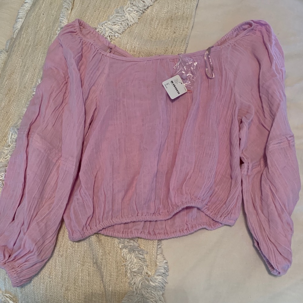 NWT FREE PEOPLE off shoulder light pink/purple top